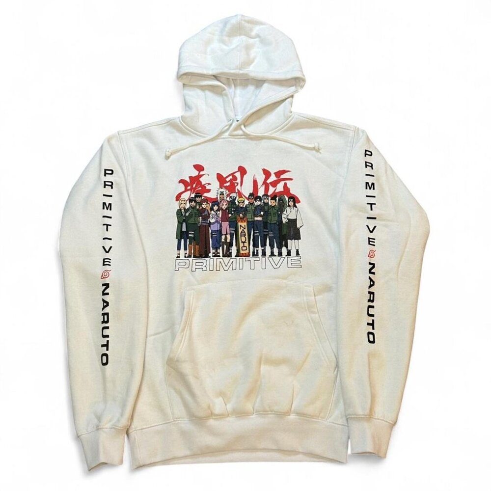 Primitive x Naruto Shippuden Leaf Village Anime Sweater Hoodie White Men's Small
